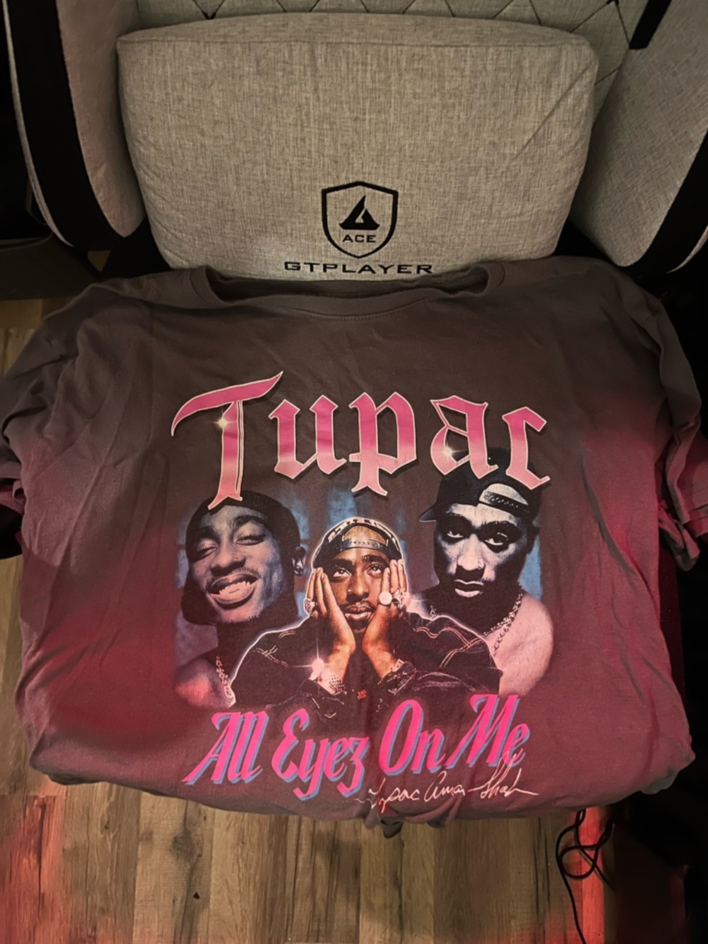 Tupac All Eyez On Me Short Sleeve Tee - Grey/Pink